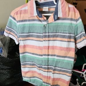 Gymboree Casual Pink and Green Button Down Shirt
